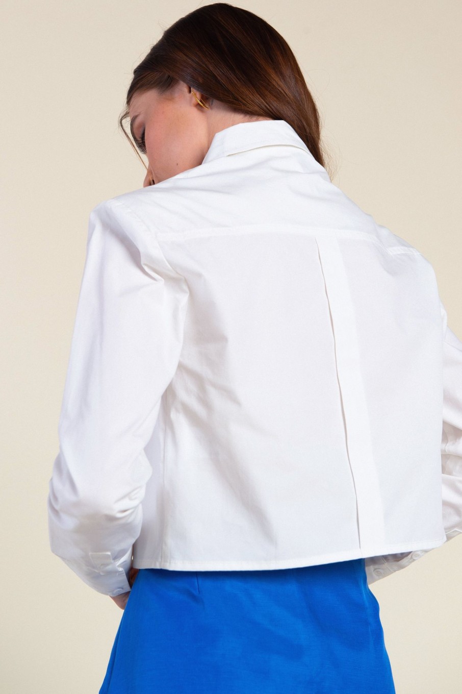 Tops Sophie Rue | Daya Crop Poplin Shirt In White