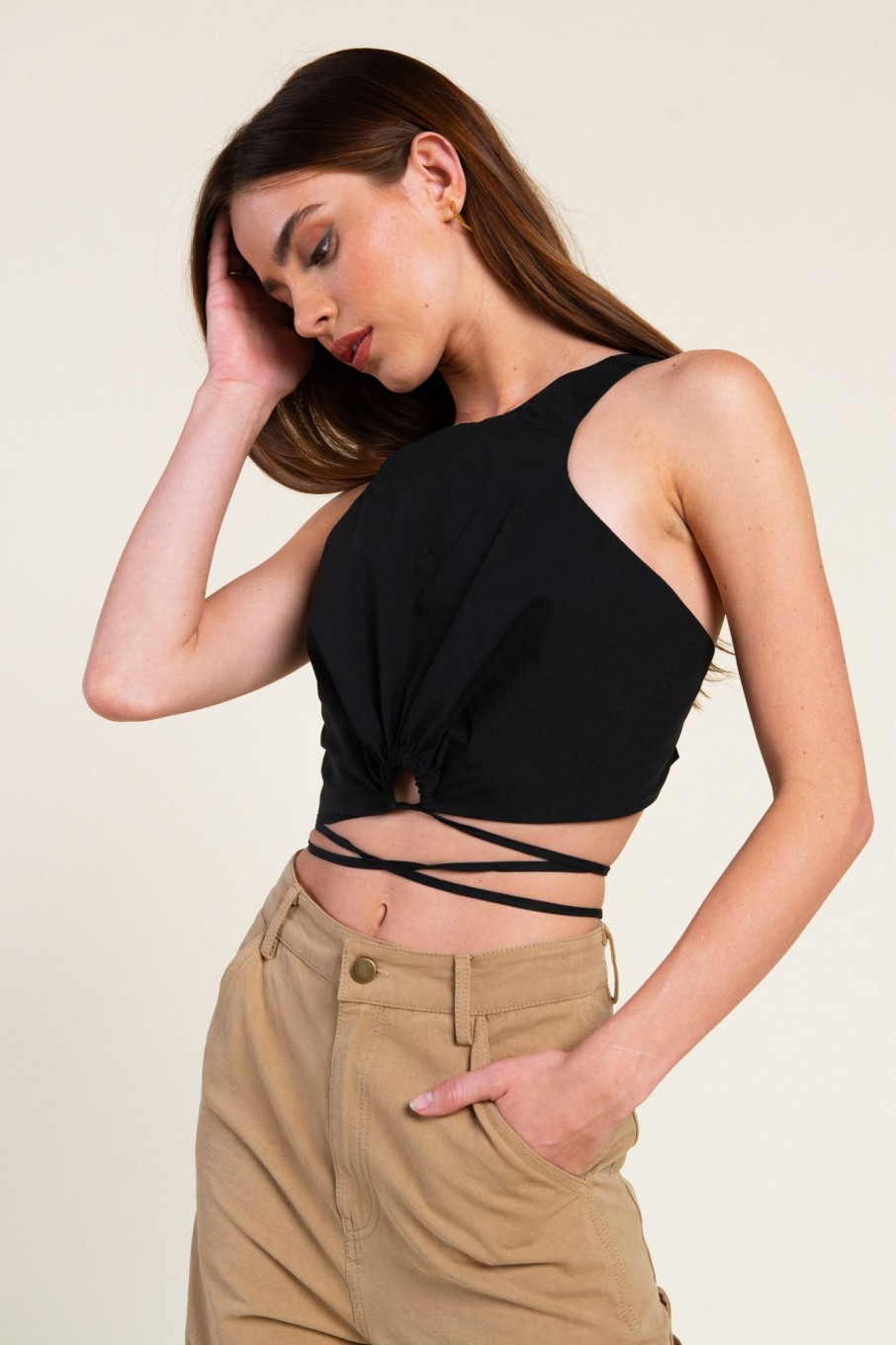 Tops Sophie Rue | Poplin Wrap Top In Black