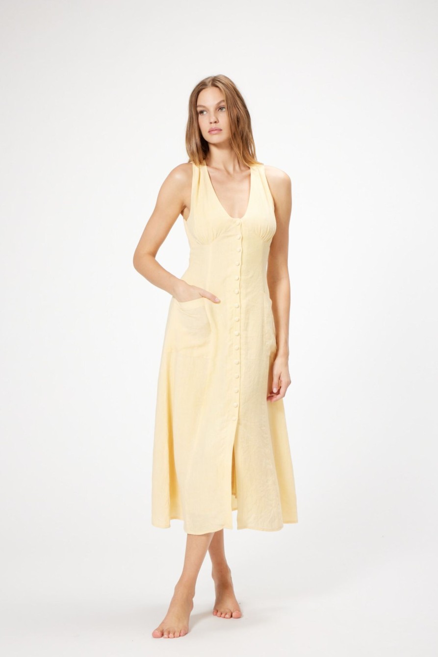 Dresses Sophie Rue | Loures Pocket Dress In Yellow