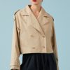 Outerwear Sophie Rue | Sydney Cropped Trench In Khaki