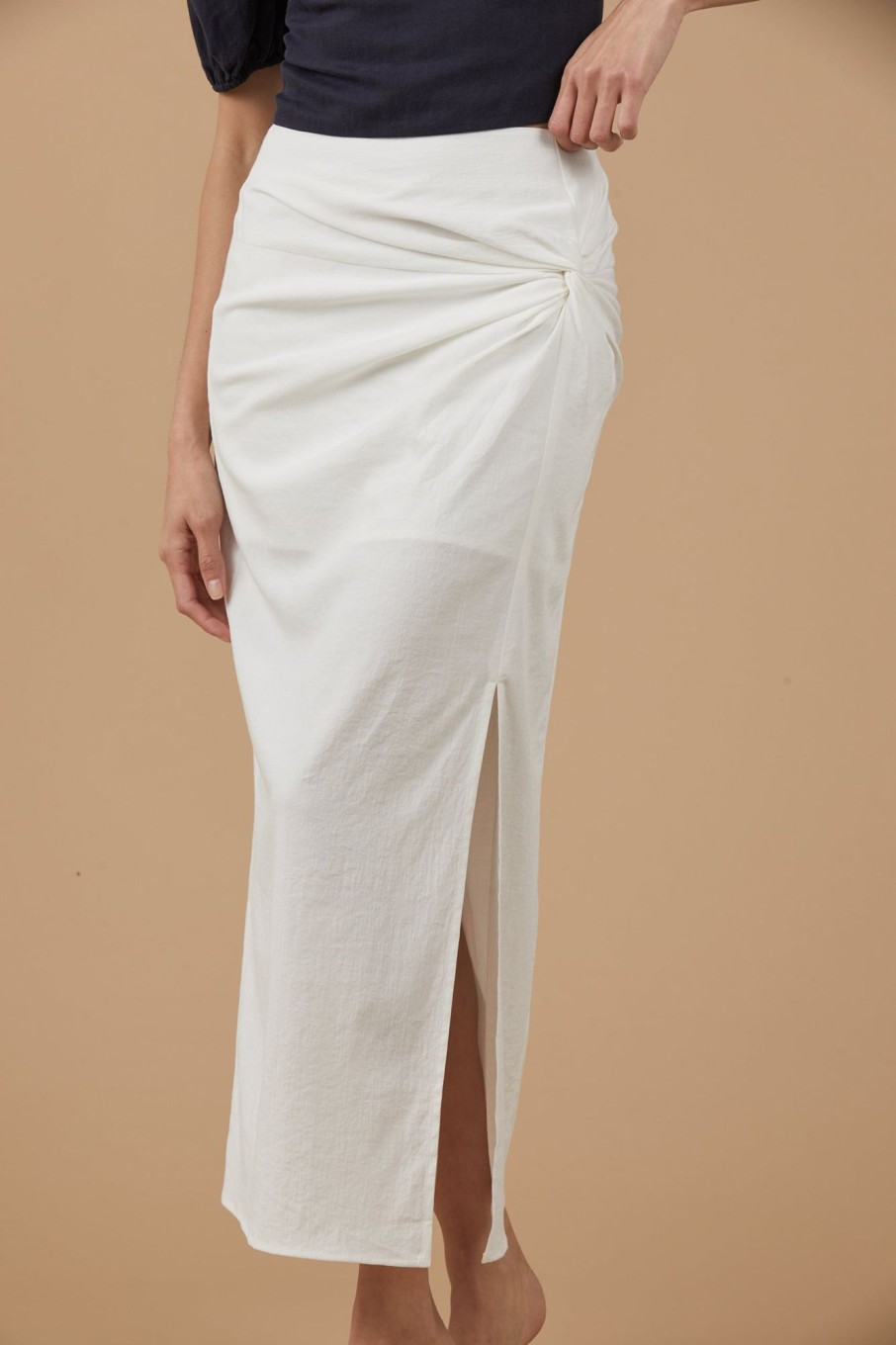 Bottoms Sophie Rue | Carly Knotted Midi Skirt In White