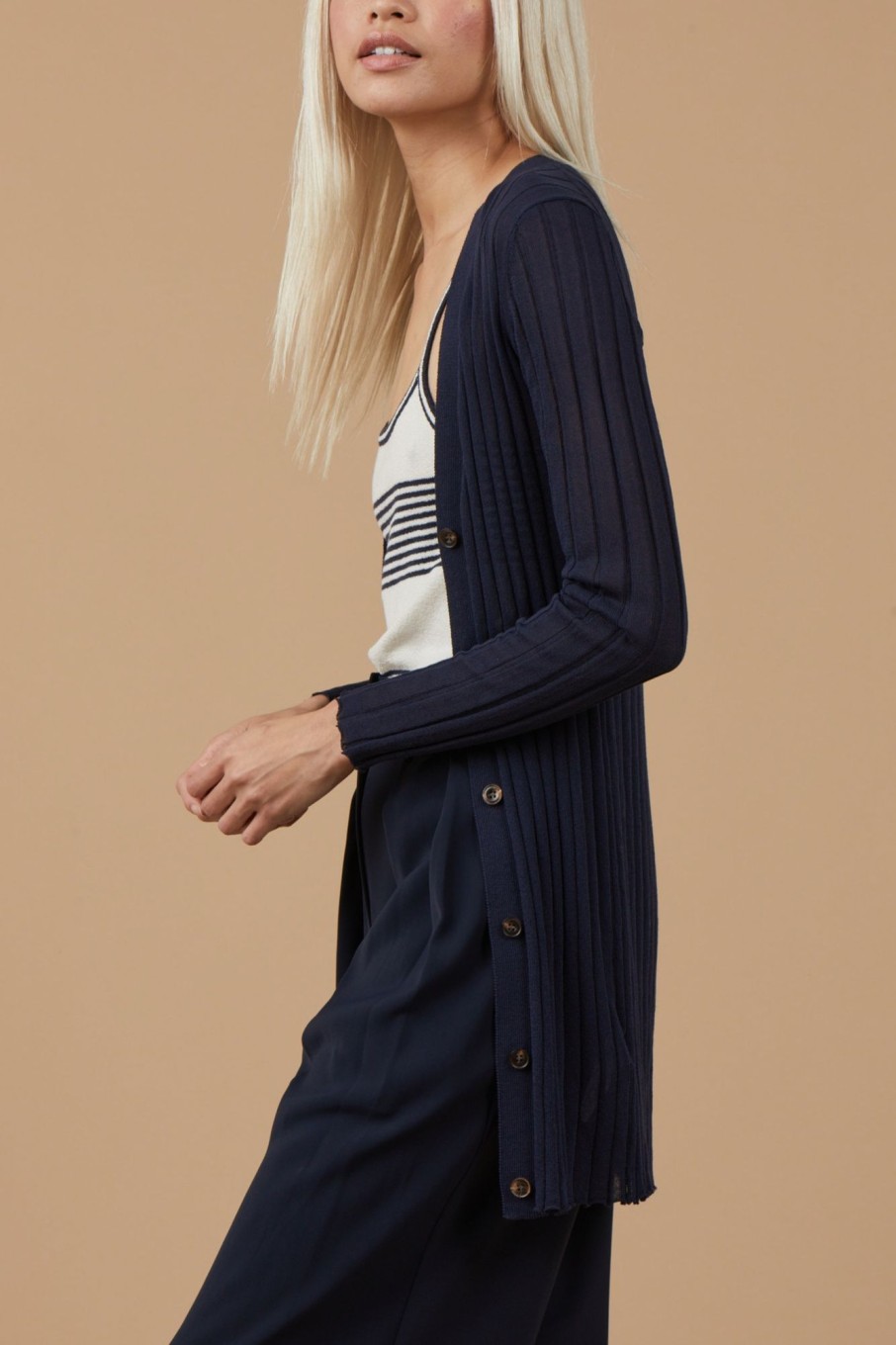 Tops Sophie Rue | Carla Rib Cardigan In Navy