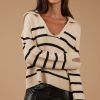 Knitwear Sophie Rue | Danni Striped Sweater In Oat