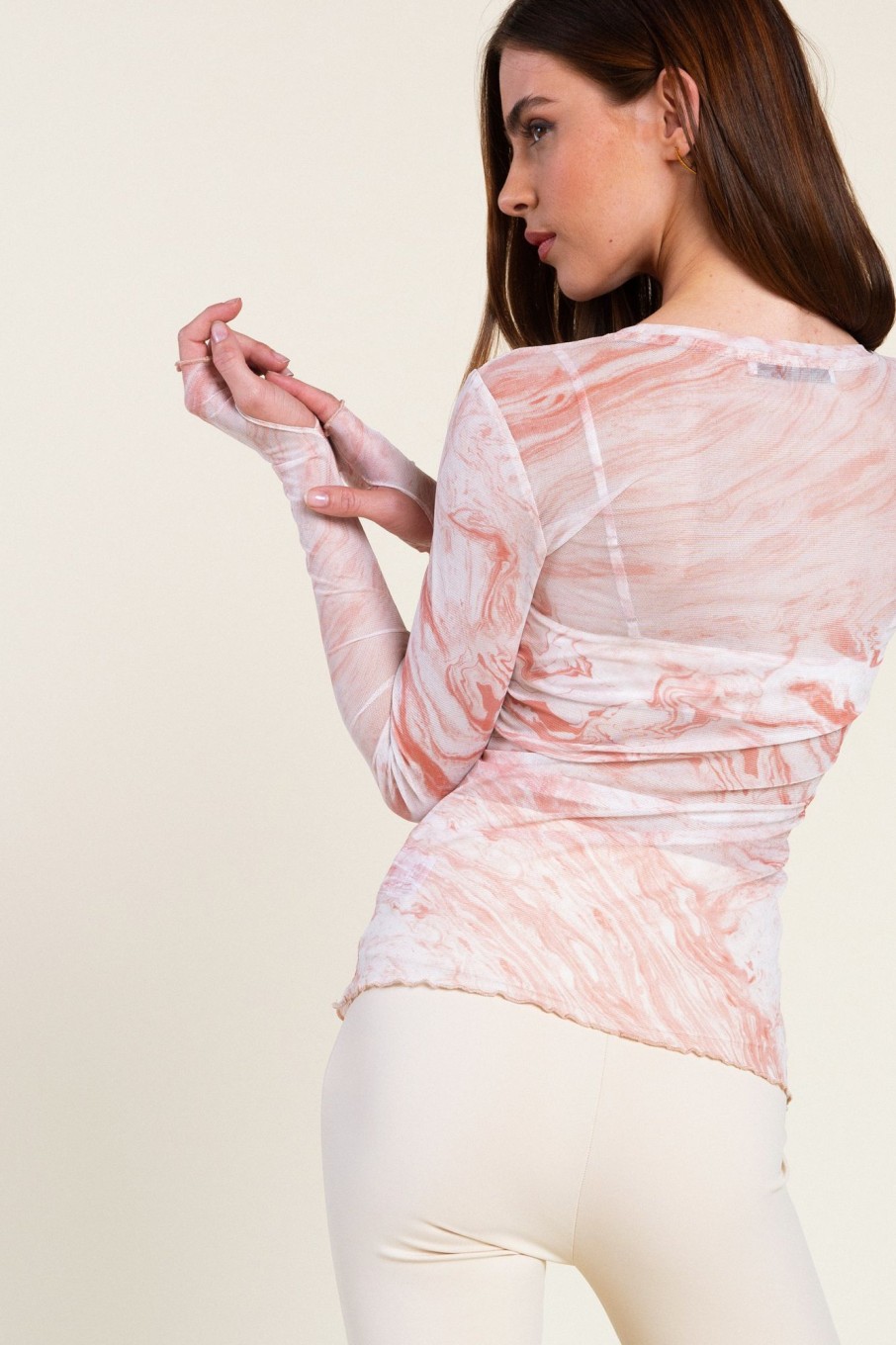 Tops Sophie Rue | Marble Mesh Top In Blush Marble