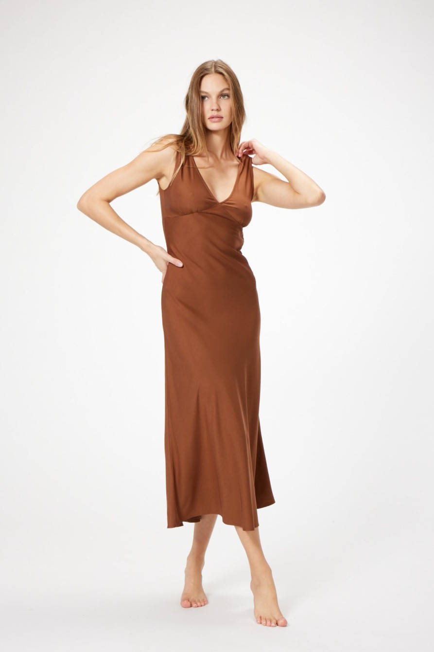 Dresses Sophie Rue | Beja Slit Dress In Brown