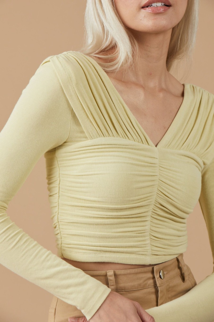 Tops Sophie Rue | Cari Ruched Top In Celery