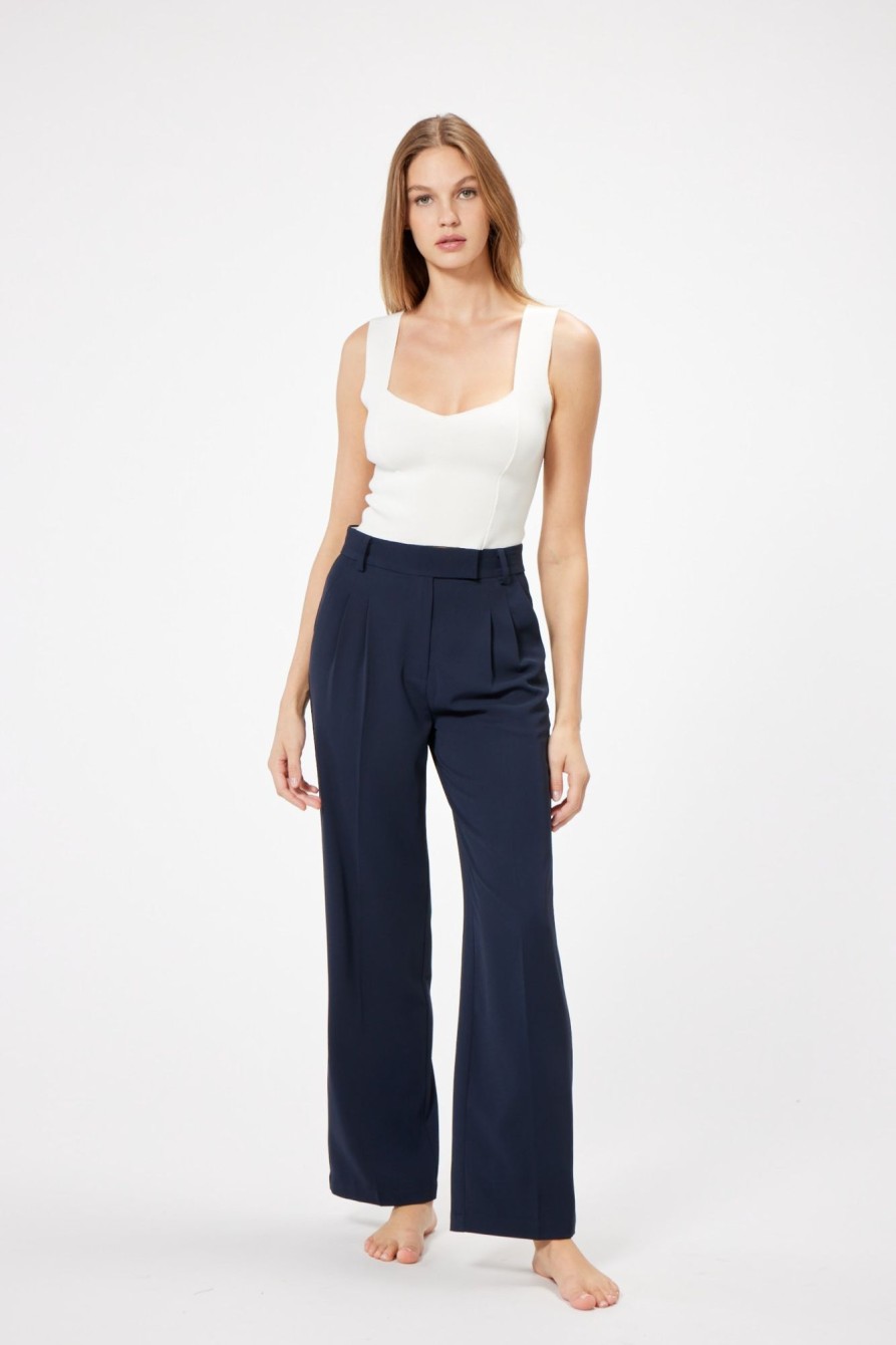 Bottoms Sophie Rue | Noelle Pleated Trouser In Navy