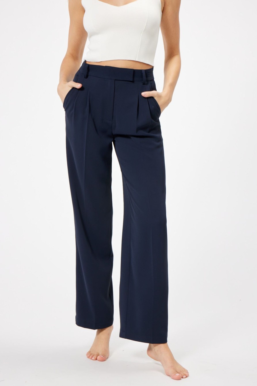 Bottoms Sophie Rue | Noelle Pleated Trouser In Navy