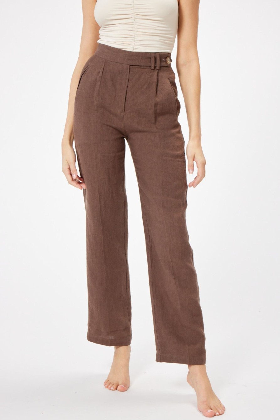 Bottoms Sophie Rue | Button Tab Linen Pants