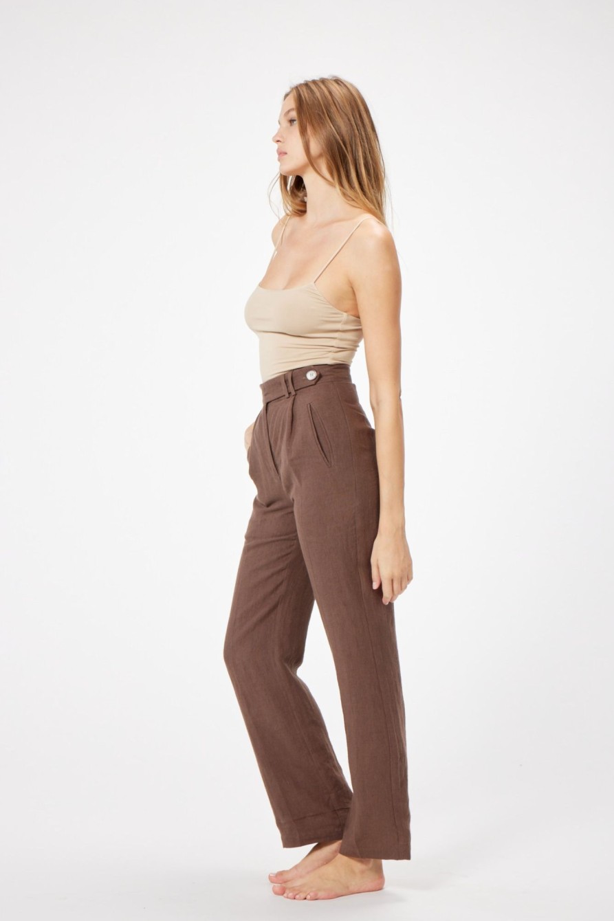 Bottoms Sophie Rue | Button Tab Linen Pants