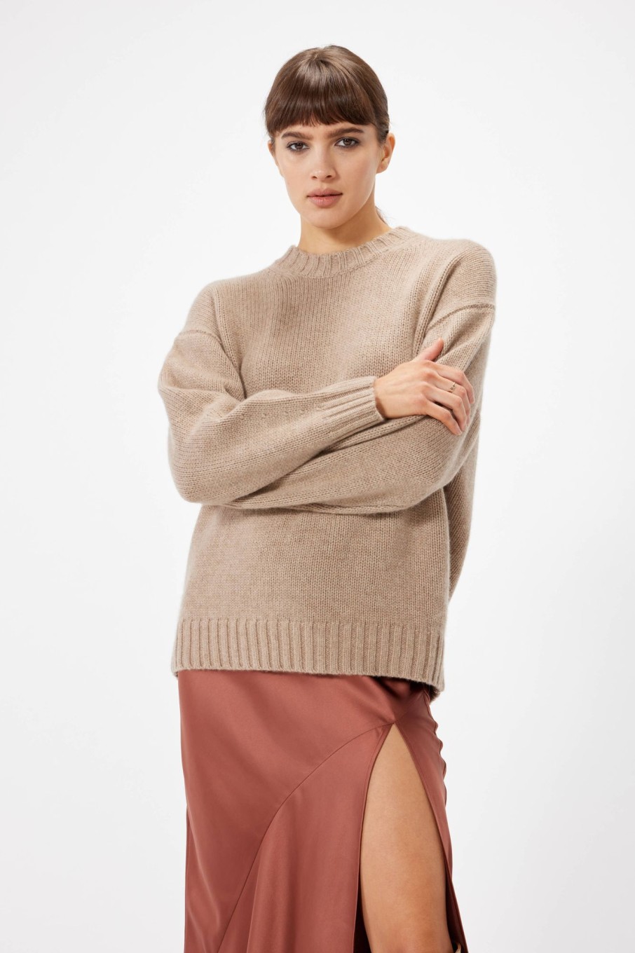 Knitwear Sophie Rue | Easy Crew Sweater In Beige