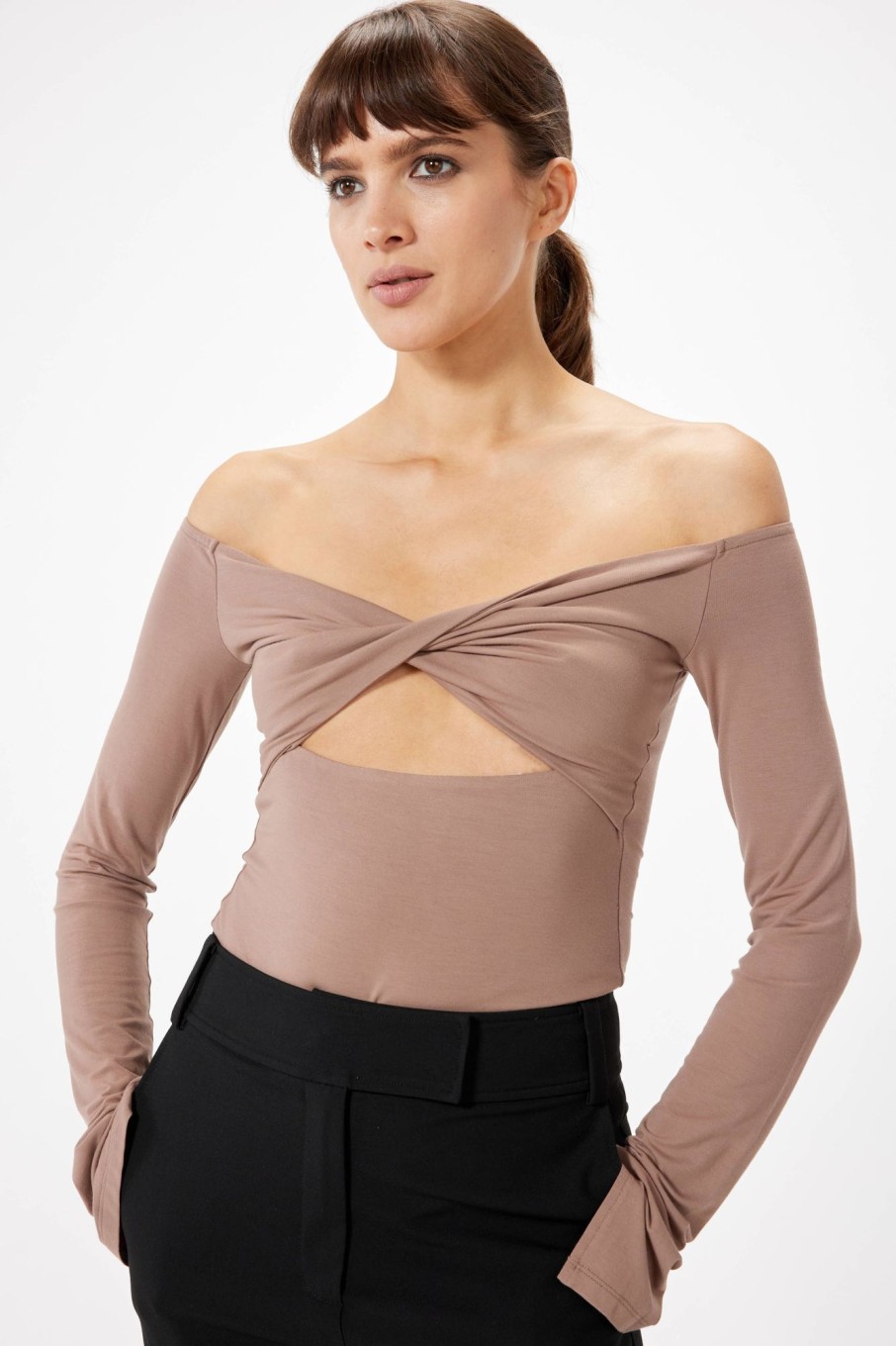 Tops Sophie Rue | Olympia Twist Top In Mushroom