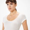 Tops Sophie Rue | Open Neck Long Tee In White