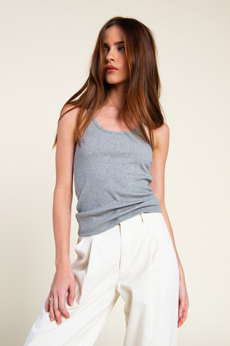 Tops Sophie Rue | Basic Racerback Tank In Heather Grey