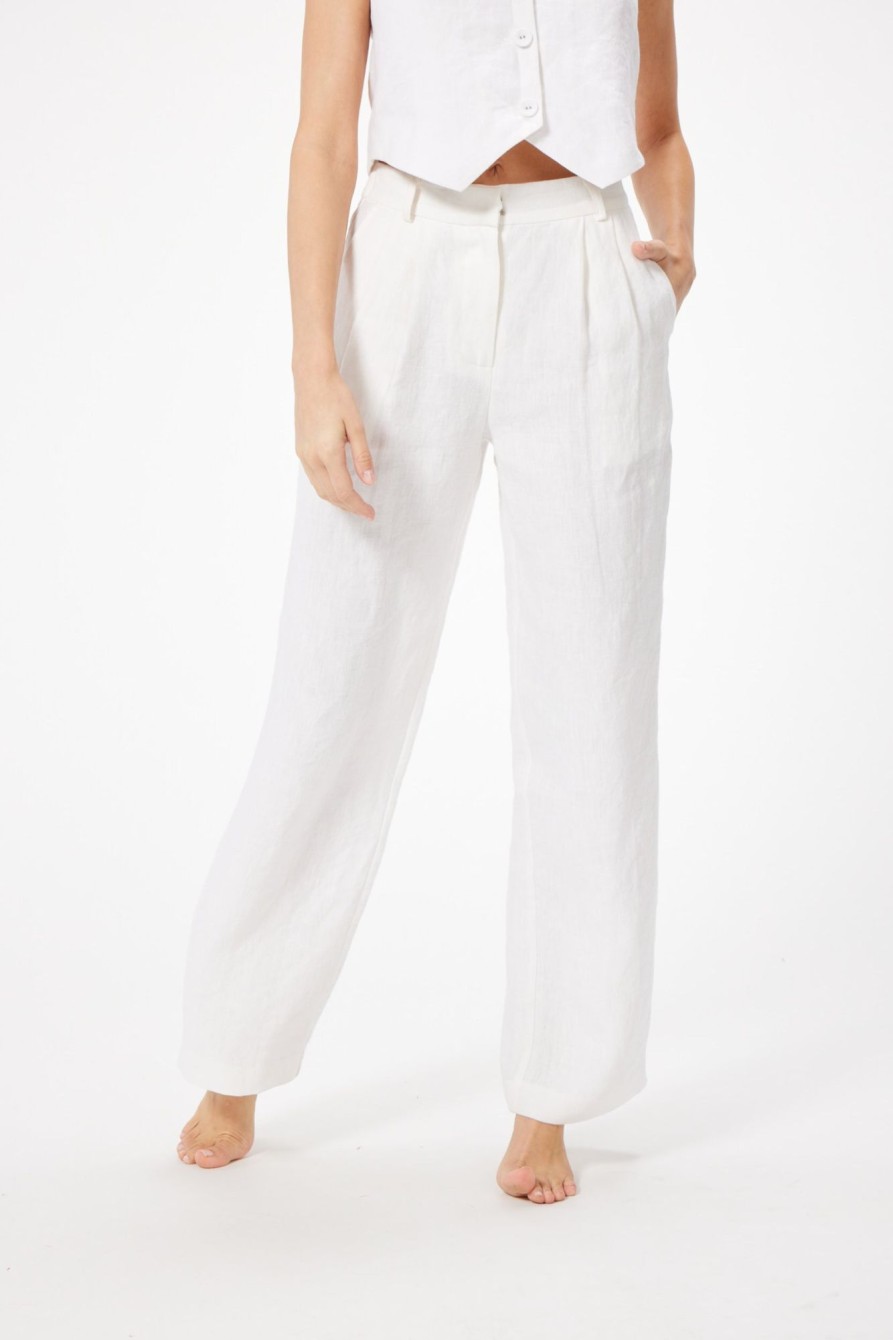 Bottoms Sophie Rue | Imogen Linen Trouser In White