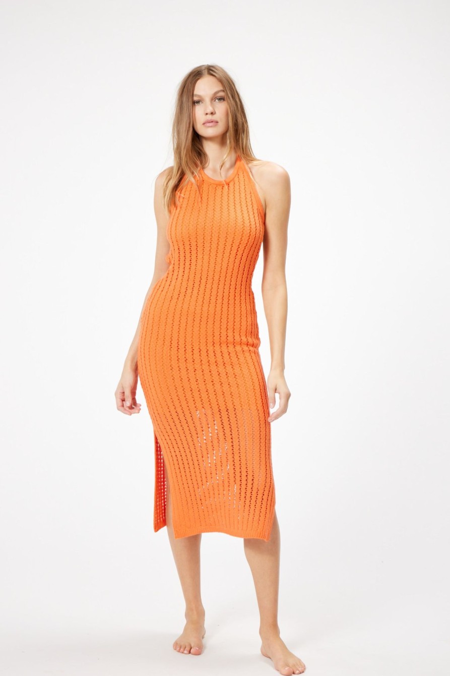 Dresses Sophie Rue | Crochet Halter Dress In Orange