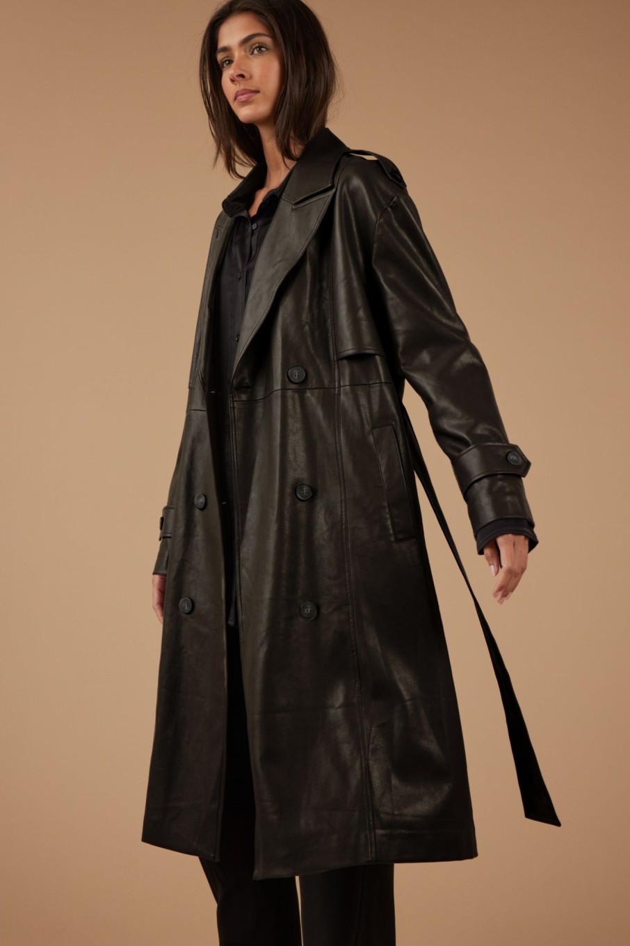 Outerwear Sophie Rue | Vegan Leather Duster In Black