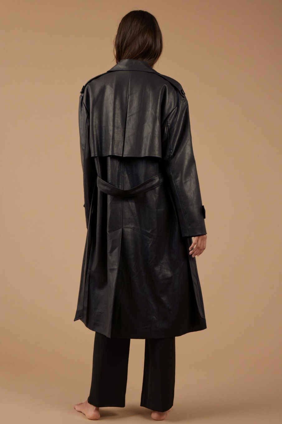 Outerwear Sophie Rue | Vegan Leather Duster In Black