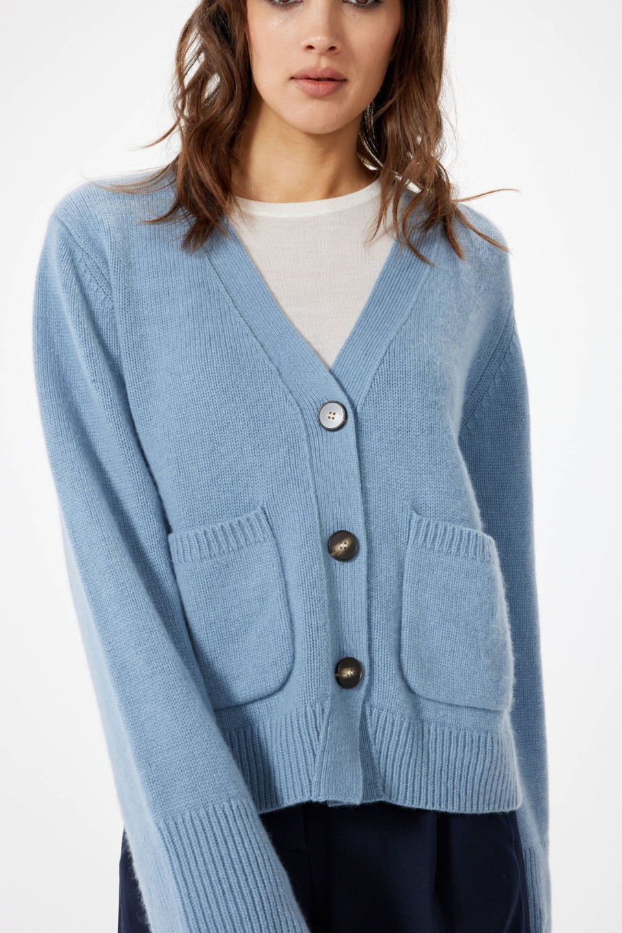 Knitwear Sophie Rue | Pocket Cardigan In Slate Blue