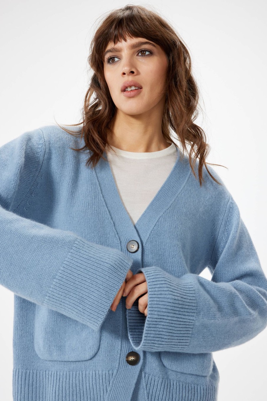 Knitwear Sophie Rue | Pocket Cardigan In Slate Blue