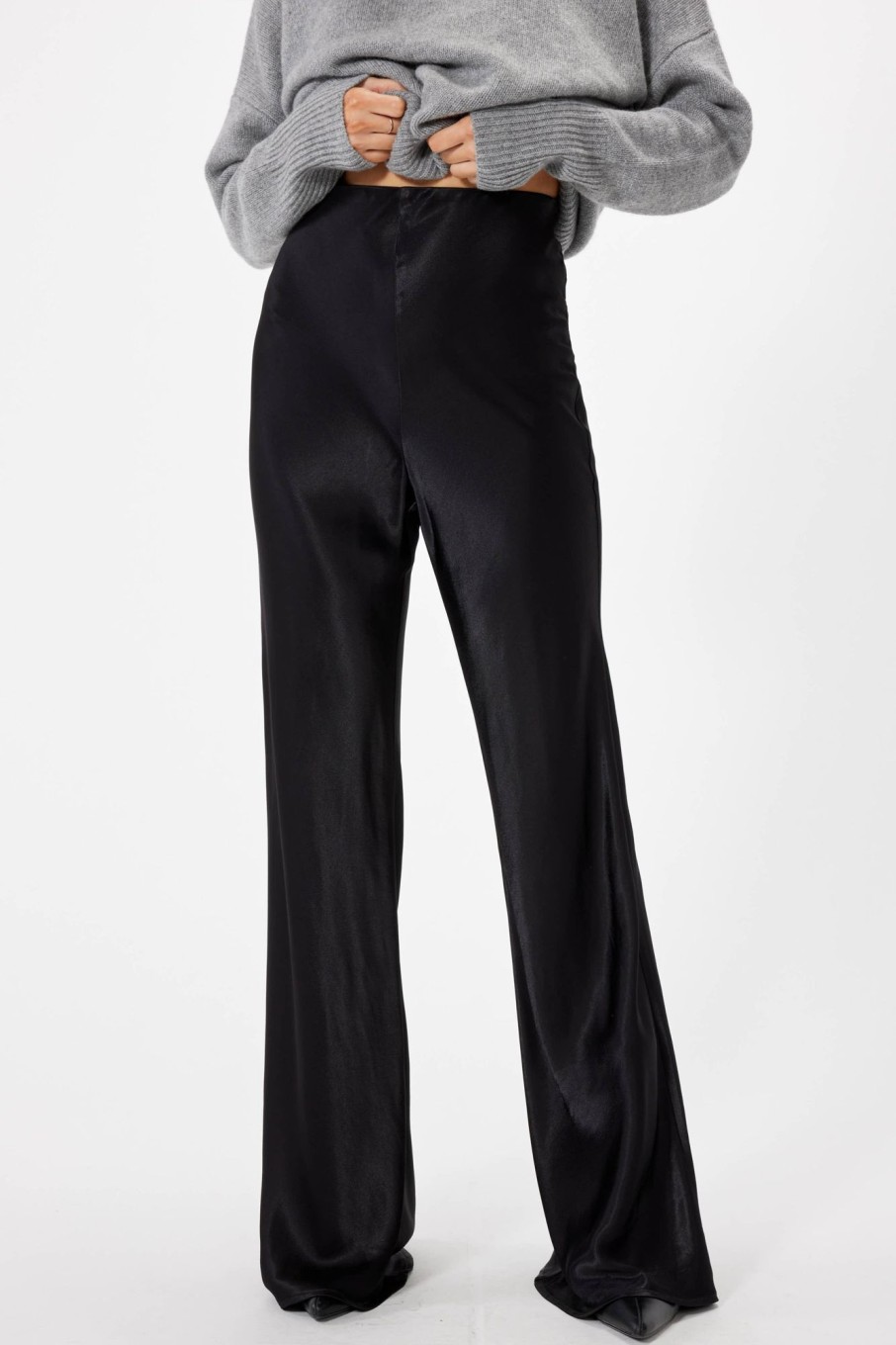 Bottoms Sophie Rue | Satin Bell Pant In Black