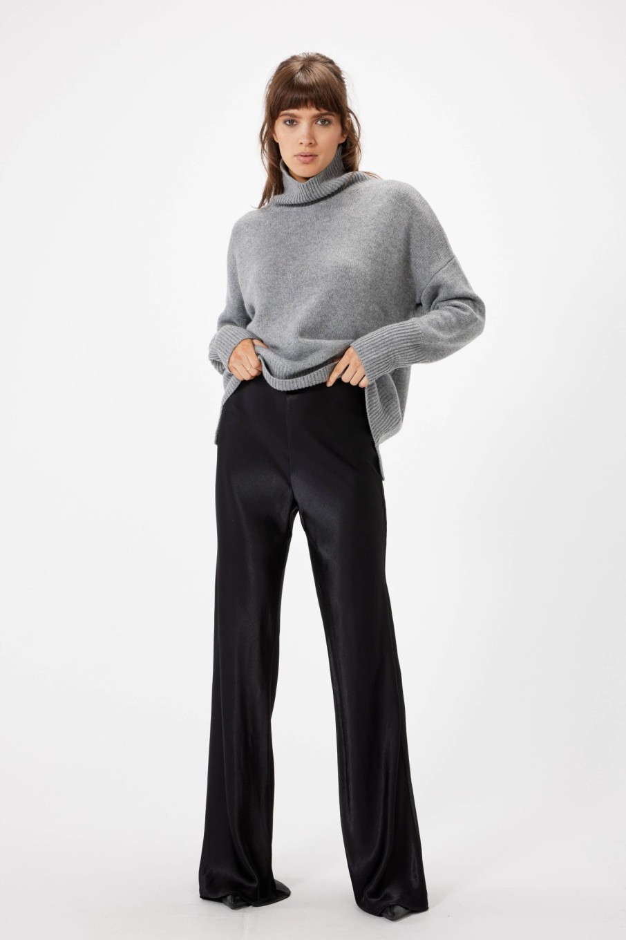 Bottoms Sophie Rue | Satin Bell Pant In Black