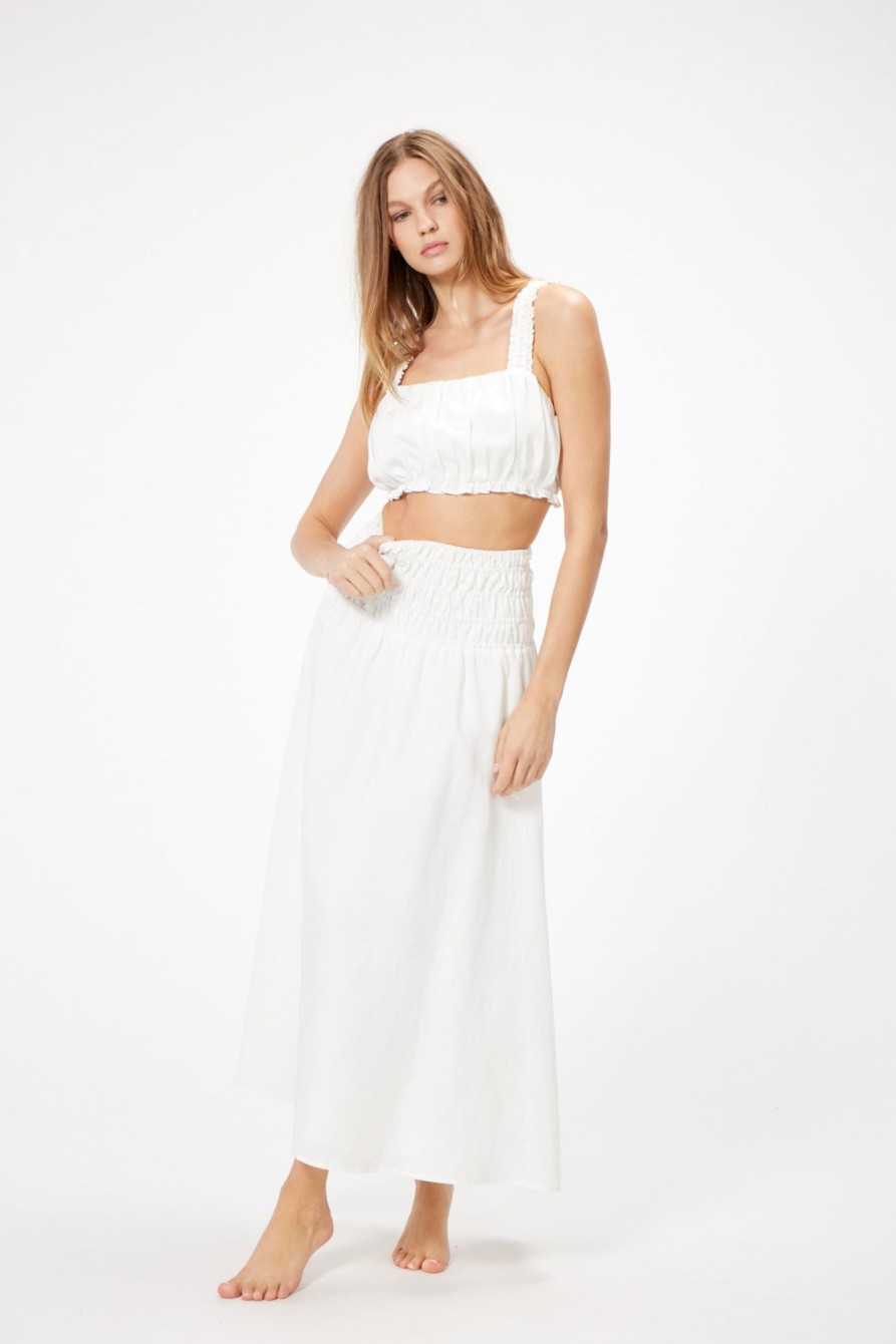 Bottoms Sophie Rue | Indy Smocked Skirt In White