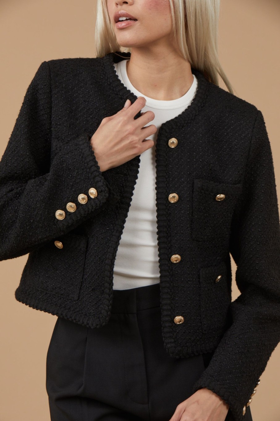 Outerwear Sophie Rue | Jolie Tweed Jacket In Black