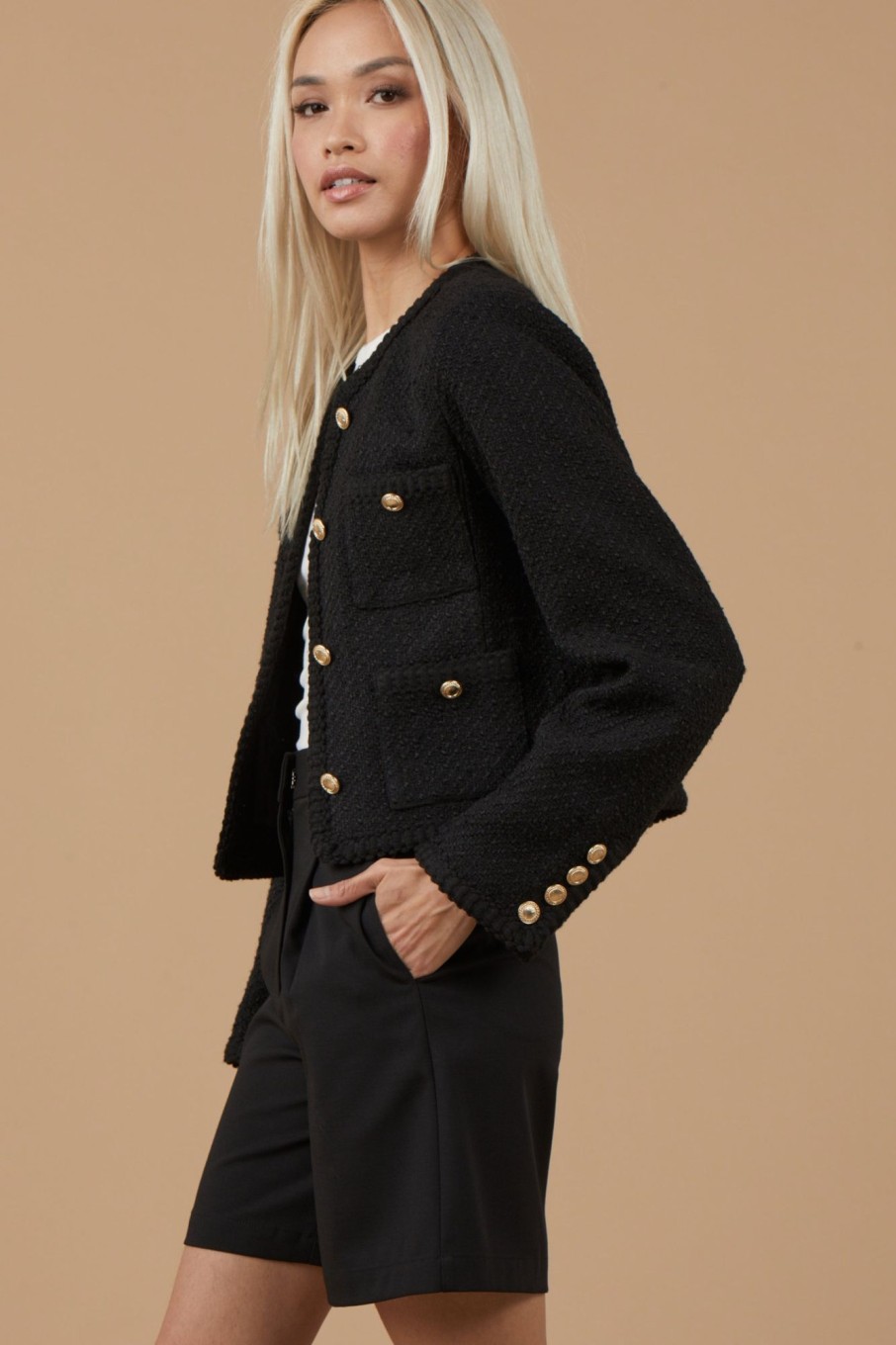 Outerwear Sophie Rue | Jolie Tweed Jacket In Black