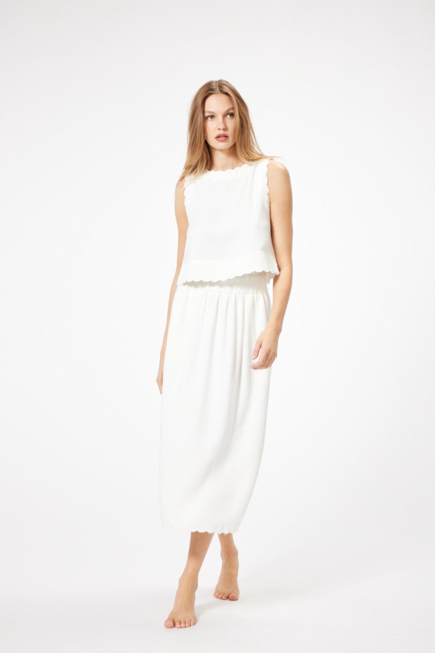 Tops Sophie Rue | Marseilles Scallop Top In White