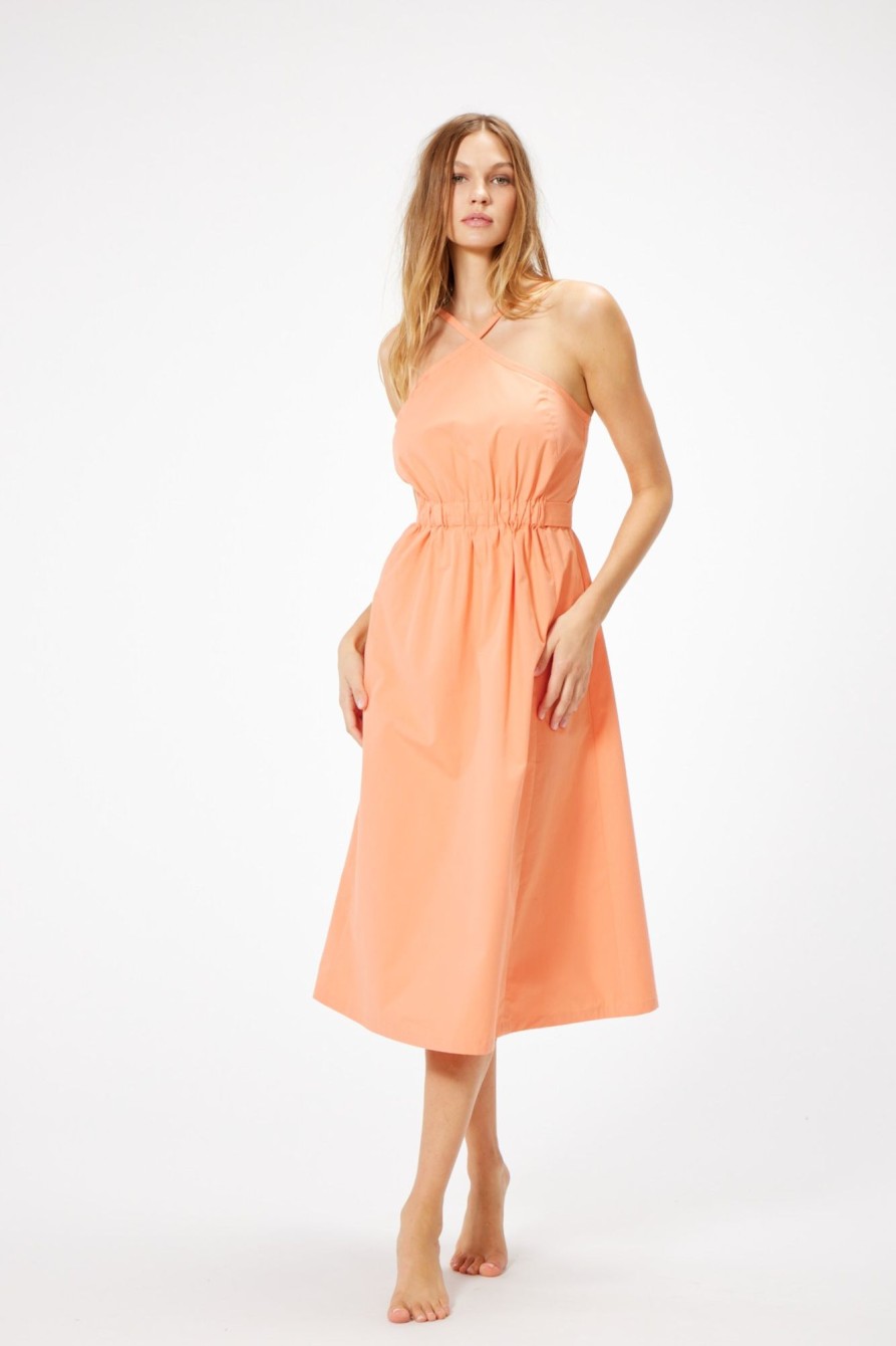 Dresses Sophie Rue | Auren Cinched Dress In Coral Orange