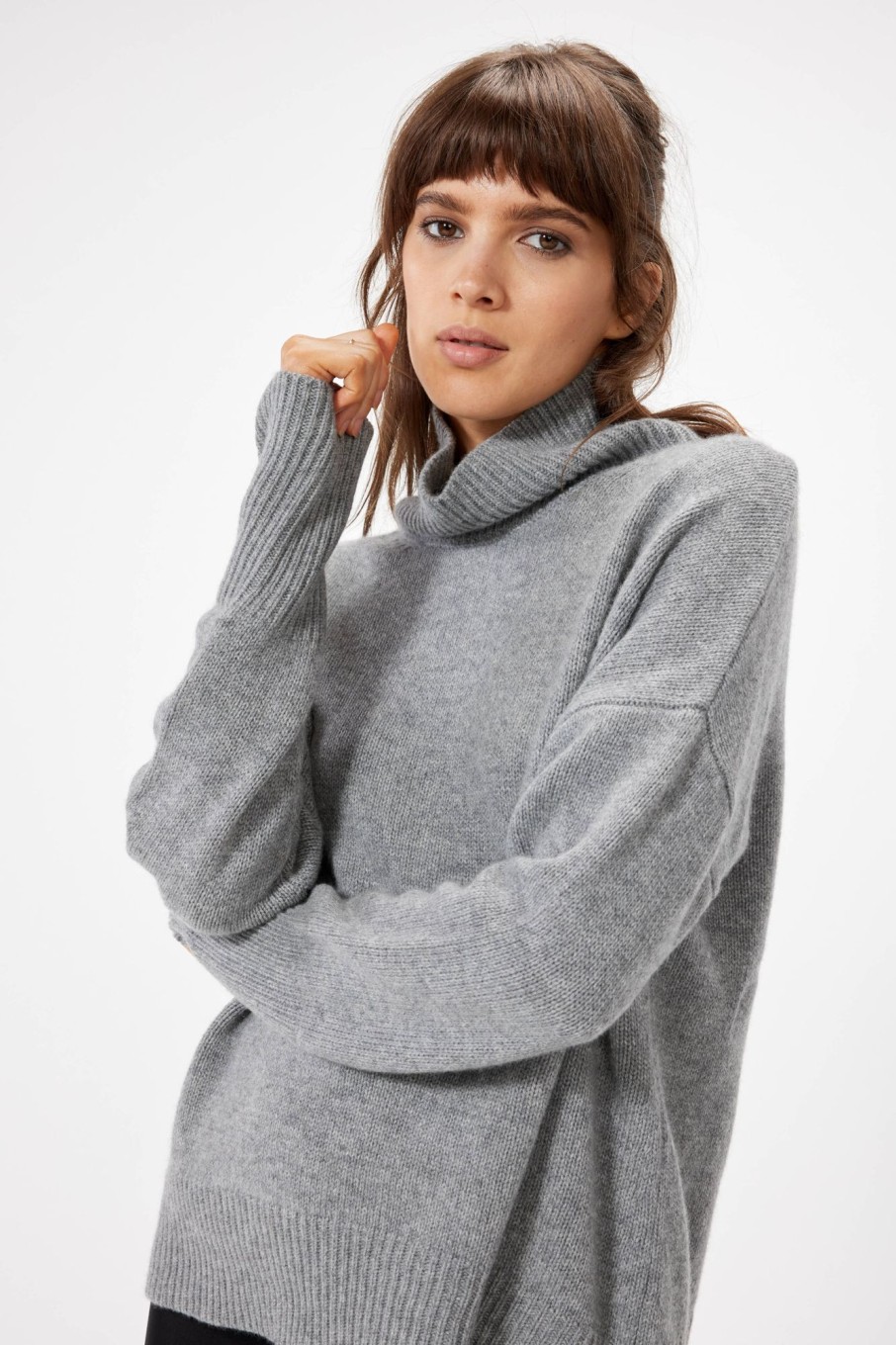 Knitwear Sophie Rue | Pullover Turtleneck Sweater In Heather Grey